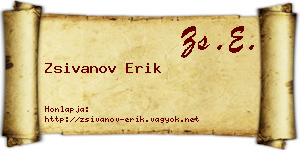 Zsivanov Erik névjegykártya